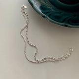 925 Silver Olive Beads Gypsophila Bracelet Double Layer Bling Jewelry