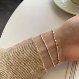 925 Silver Olive Beads Gypsophila Bracelet Double Layer Bling Jewelry