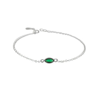 925 Silver Olive Green Zircon Bracelet Thin Chain