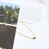 925 Silver Olive Green Zircon Bracelet Thin Chain