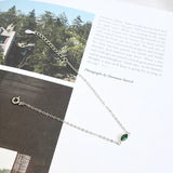 925 Silver Olive Green Zircon Bracelet Thin Chain