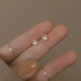 925 Silver Opal Small Earrings Studs for Women Aesthetics Jewelry