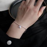 925 Sterling Silver Heart Bracelet Minimalist Charm Mori Style Jewelry