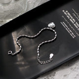 925 Sterling Silver Heart Bracelet Minimalist Charm Mori Style Jewelry