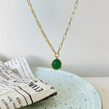 925 Silver Chrysoprase Pendant Necklace Women Chain Minimalist Jewelry