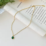 925 Silver Chrysoprase Pendant Necklace Women Chain Minimalist Jewelry