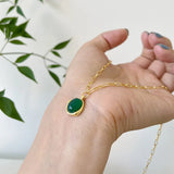 925 Silver Chrysoprase Pendant Necklace Women Chain Minimalist Jewelry
