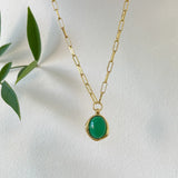 925 Silver Chrysoprase Pendant Necklace Women Chain Minimalist Jewelry