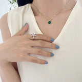 925 Silver Chrysoprase Pendant Necklace Women Chain Minimalist Jewelry