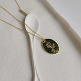 925 Silver Oval Rose Flower Necklace Romantic Jewelry Gift