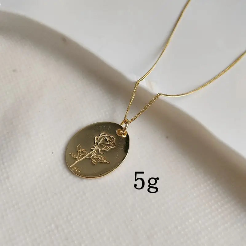 925 Silver Oval Rose Flower Necklace Romantic Jewelry Gift