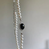 925 Sterling Silver Pearl Agate Pendant Necklace Minimalist Jewelry