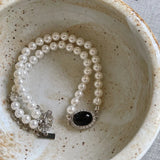 925 Sterling Silver Pearl Agate Pendant Necklace Minimalist Jewelry