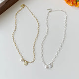 925 Silver Pearl Frosted Heart Pendant Necklace for Women