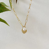 925 Silver Pearl Frosted Heart Pendant Necklace for Women