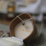 925 Silver Peridot Pendant Necklace for Women Round Stone Sparkling Jewelry