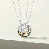 925 Silver Princess Knight Couple Pendant Necklace