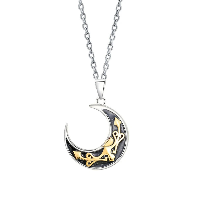925 Silver Princess Knight Couple Pendant Necklace
