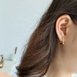925 Silver Rectangle Stud Earrings Geometric Art Fashion Jewelry