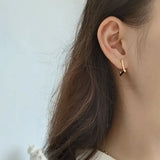 925 Silver Rectangle Stud Earrings Geometric Art Fashion Jewelry
