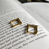 925 Silver Rectangle Stud Earrings Geometric Art Fashion Jewelry