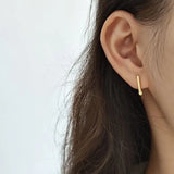 925 Silver Rectangle Stud Earrings Geometric Art Fashion Jewelry