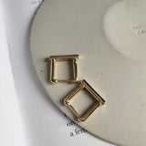 925 Silver Rectangle Stud Earrings Geometric Art Fashion Jewelry