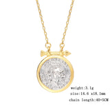925 Silver Roman Empire Warrior Knight Necklace Round Coin Design for Women