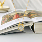925 Silver Roman Empire Warrior Knight Necklace Round Coin Design for Women
