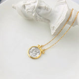 925 Silver Roman Empire Warrior Knight Necklace Round Coin Design for Women