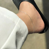925 Silver Rough Snake Chain Anklets Minimalist Beach Foot Jewelry