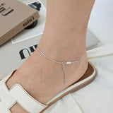 925 Silver Rough Snake Chain Anklets Minimalist Beach Foot Jewelry