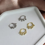 925 Sterling Silver Round Ball Tassel Hoop Earrings