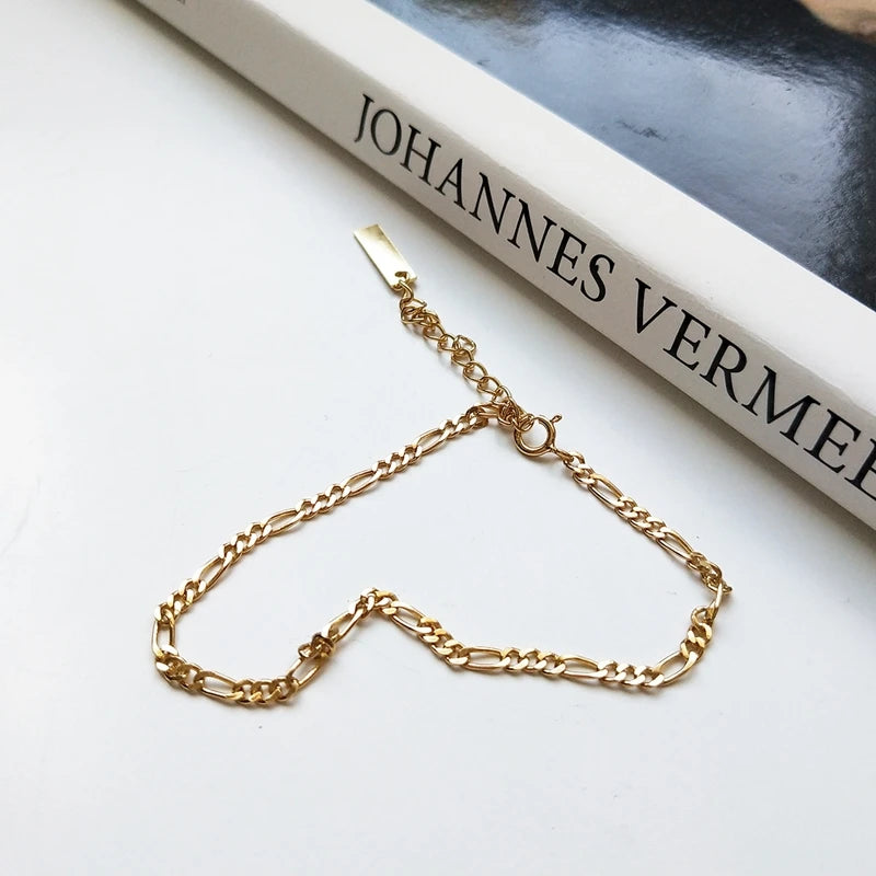 925 Sterling Silver Flat Chain Bracelet for Women