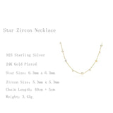 925 Silver Zircon Star Necklace Romantic Texture Choker Jewelry