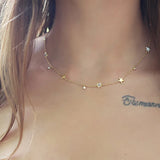 925 Silver Zircon Star Necklace Romantic Texture Choker Jewelry
