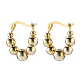 925 Silver Beads Hoop Earrings French Style Minimalist Jewelry Gift