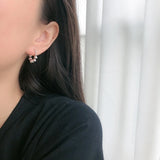 925 Silver Beads Hoop Earrings French Style Minimalist Jewelry Gift