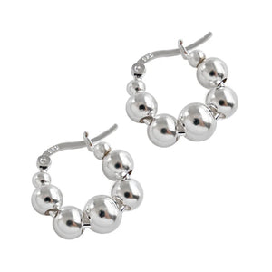 925 Silver Round Beads Hoop Earrings Minimalist Fashionable Earrings