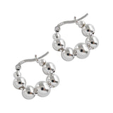 925 Silver Round Beads Hoop Earrings Minimalist Fashionable Earrings