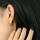 925 Silver Round Beads Hoop Earrings Minimalist Fashionable Earrings