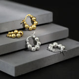925 Silver Round Beads Hoop Earrings Minimalist Fashionable Earrings