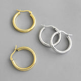 925 Silver Round Hoop Earrings Geometric Women Minimalist Jewelry