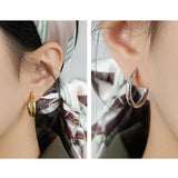 925 Silver Round Hoop Earrings Geometric Women Minimalist Jewelry