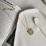 925 Sterling Silver Round Circle Element Pattern Necklace
