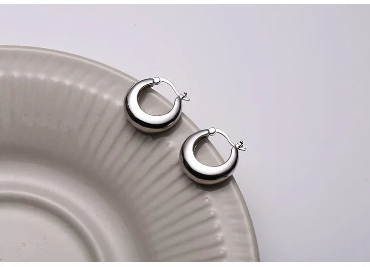 925 Silver Hoop Earrings for Women Statement Jewelry