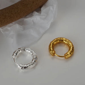 925 Silver Textured Small Hoop Earrings Women Minimalist Office Jewelry