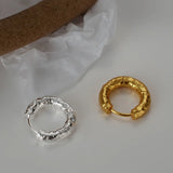 925 Silver Textured Small Hoop Earrings Women Minimalist Office Jewelry
