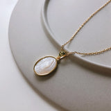 925 Silver Shell Angel Baby Necklace Round Women Pendant