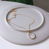 925 Silver Shell Angel Baby Necklace Round Women Pendant